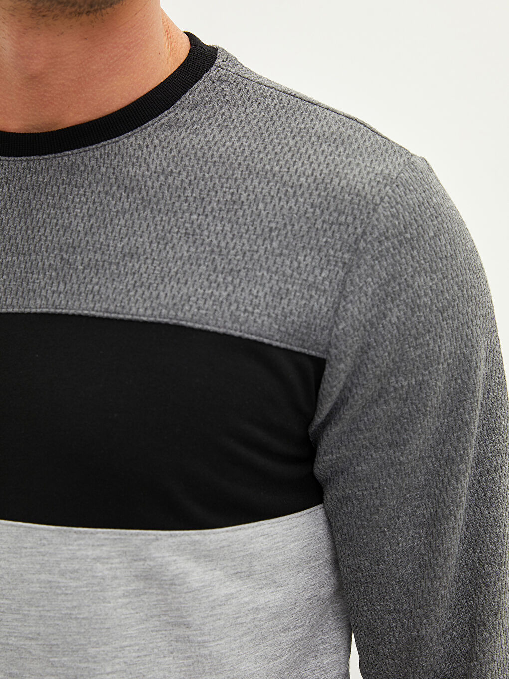 Crew Neck Long Sleeve Color Block Men's Sweatshirt-2
