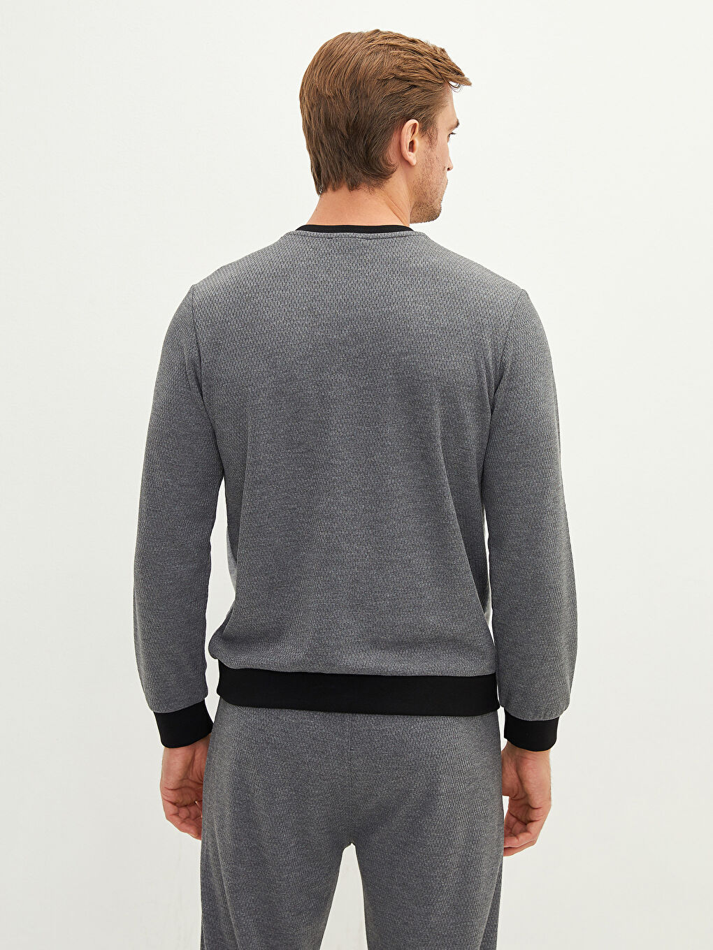 Crew Neck Long Sleeve Color Block Men's Sweatshirt-4