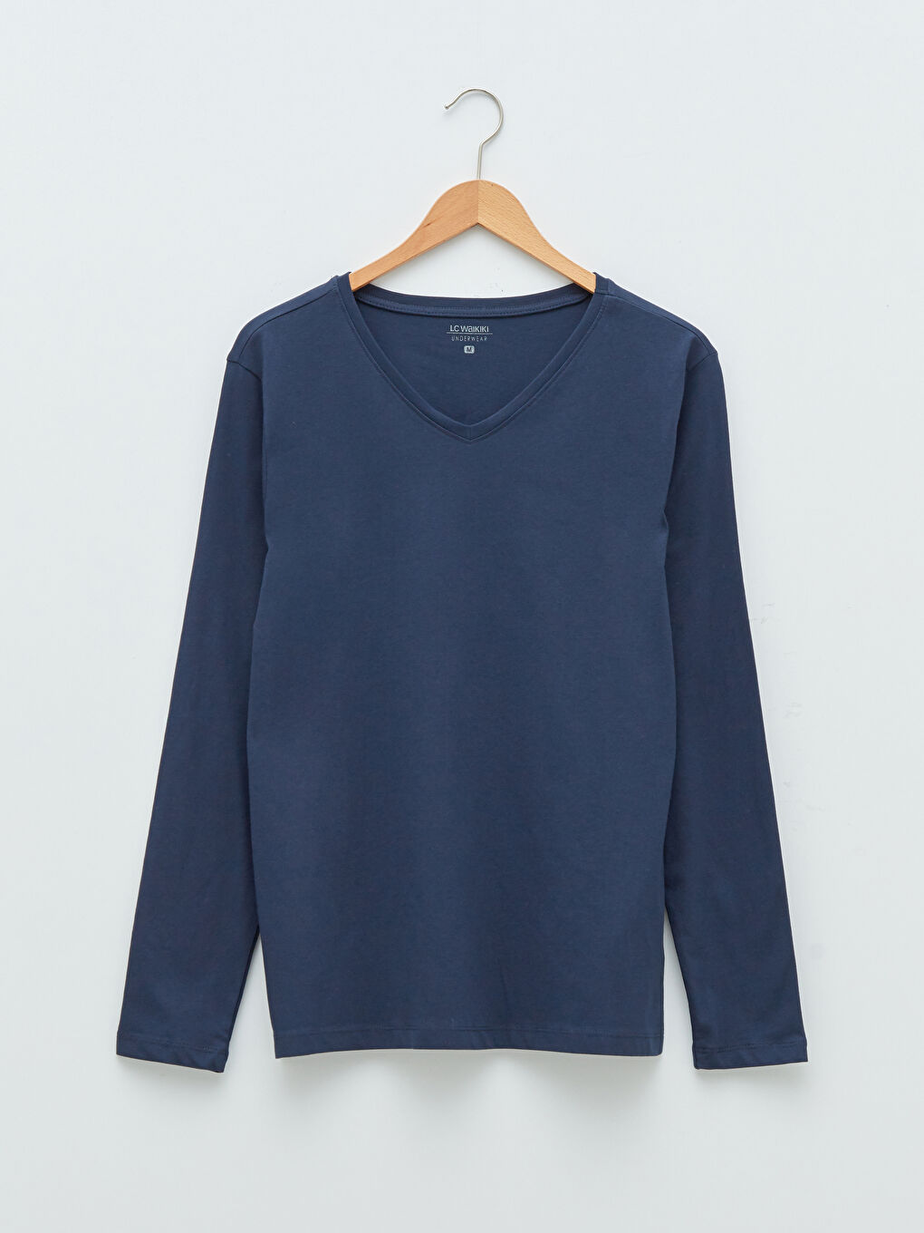 V-Neck Long Sleeve Cotton Men's Undershirt-5