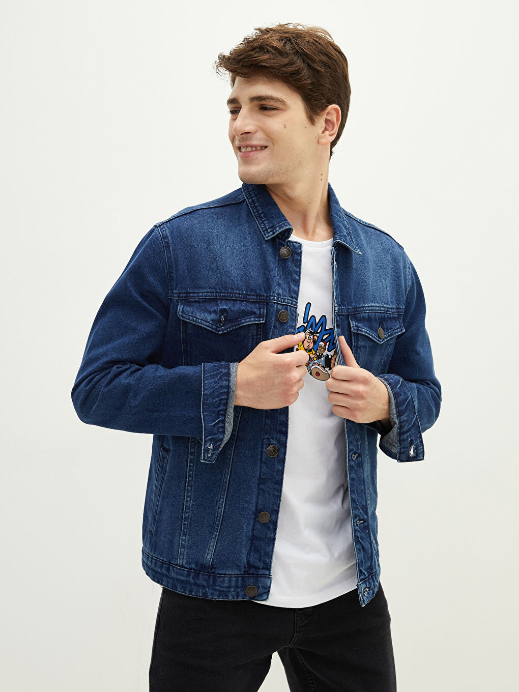 İndigo Standart Kalıp Erkek Jean Ceket-1