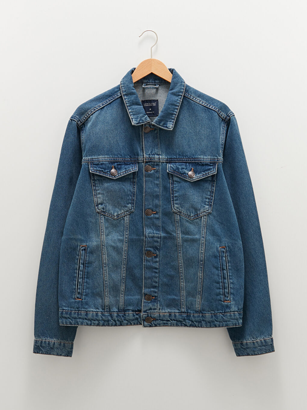 İndigo Standart Kalıp Uzun Kollu Erkek Jean Ceket-5