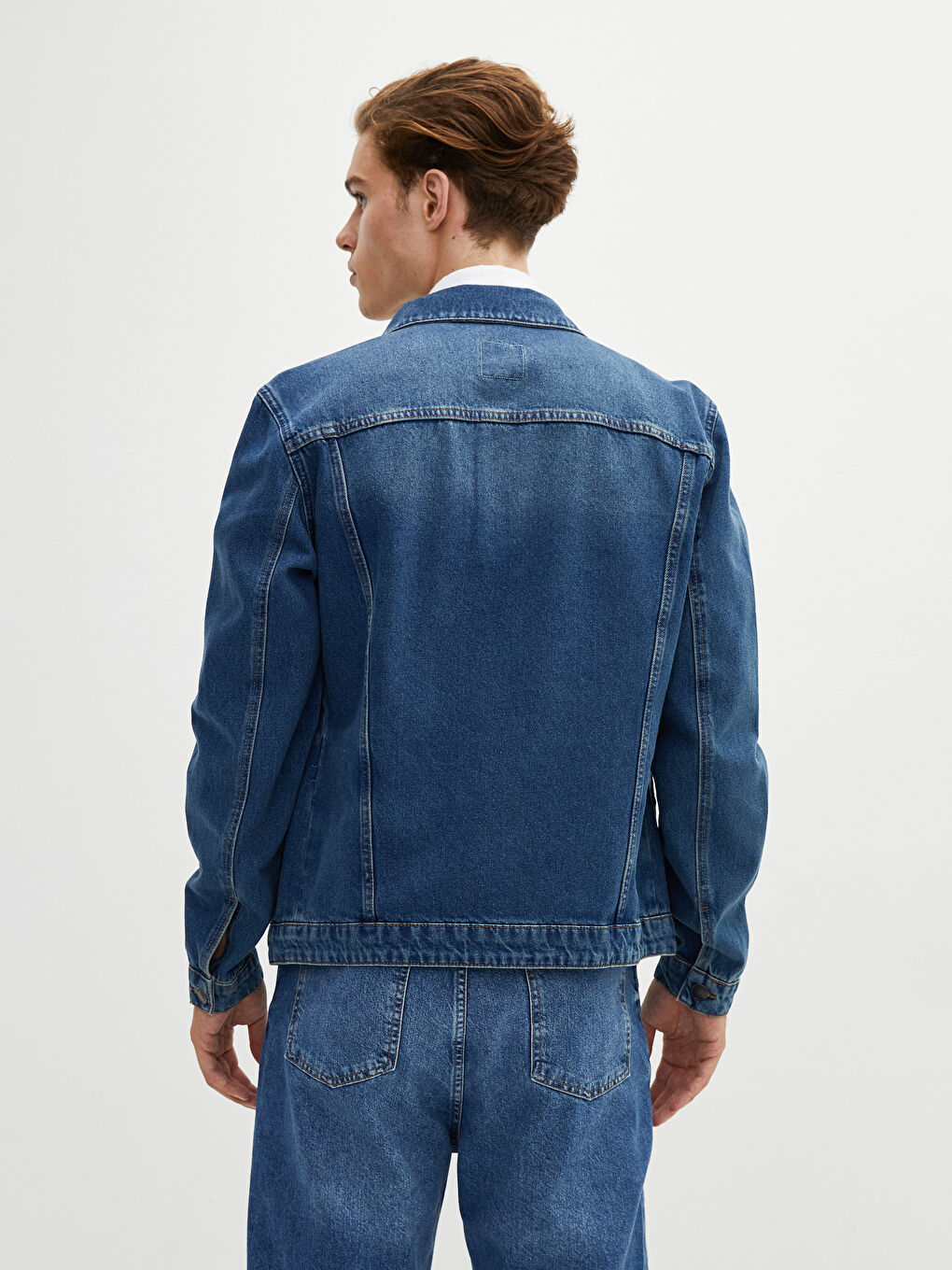 İndigo Standart Kalıp Uzun Kollu Erkek Jean Ceket-4