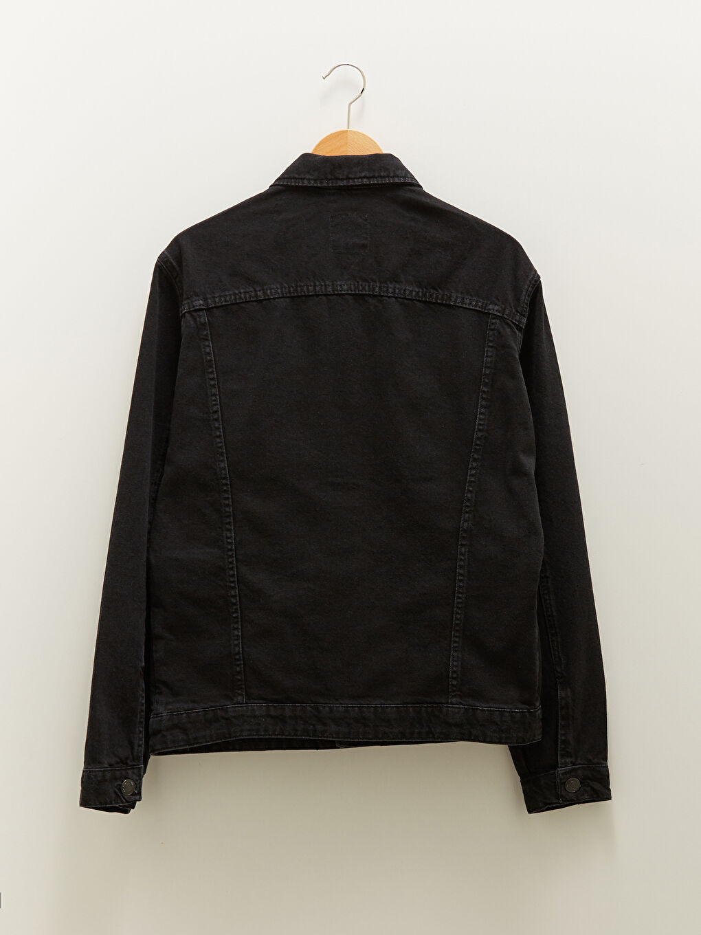 Siyah Standart Kalıp Erkek Jean Ceket-6