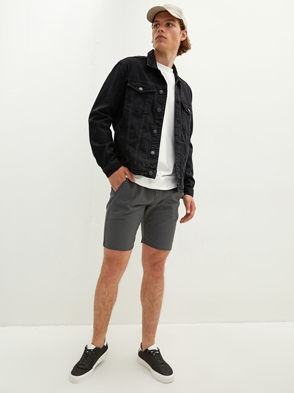 Siyah Standart Kalıp Erkek Jean Ceket-3