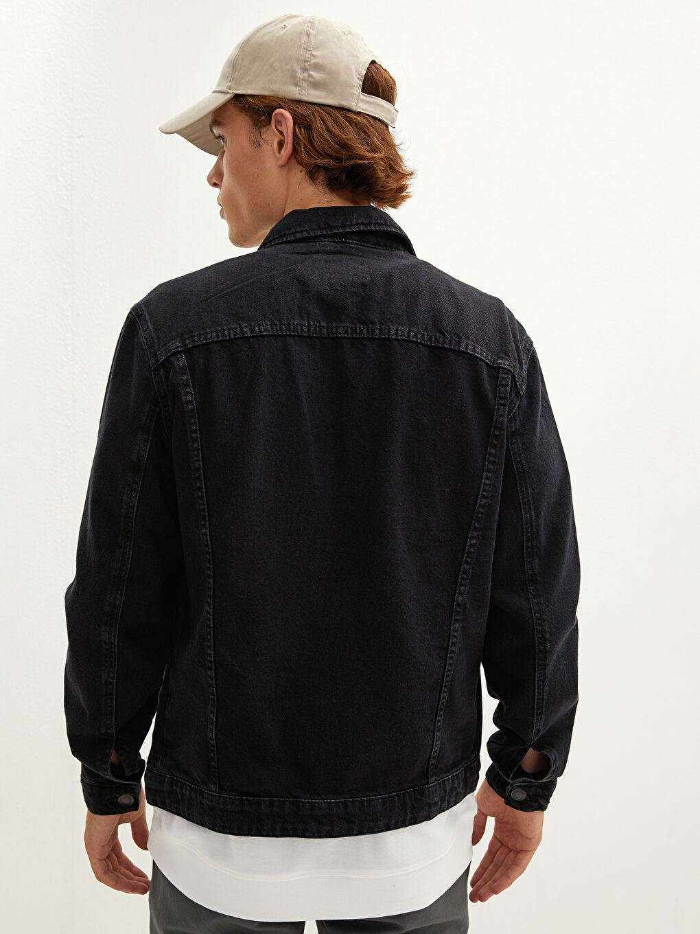 Siyah Standart Kalıp Erkek Jean Ceket-4