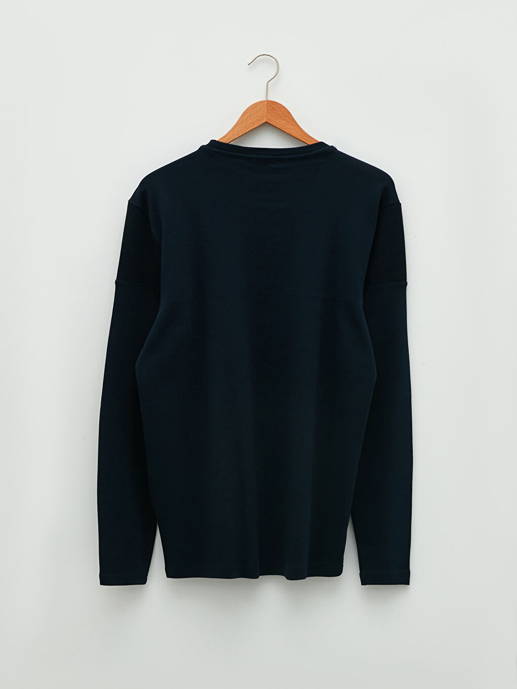 Lacivert Bisiklet Yaka Uzun Kollu Baskılı Erkek Tişört-6