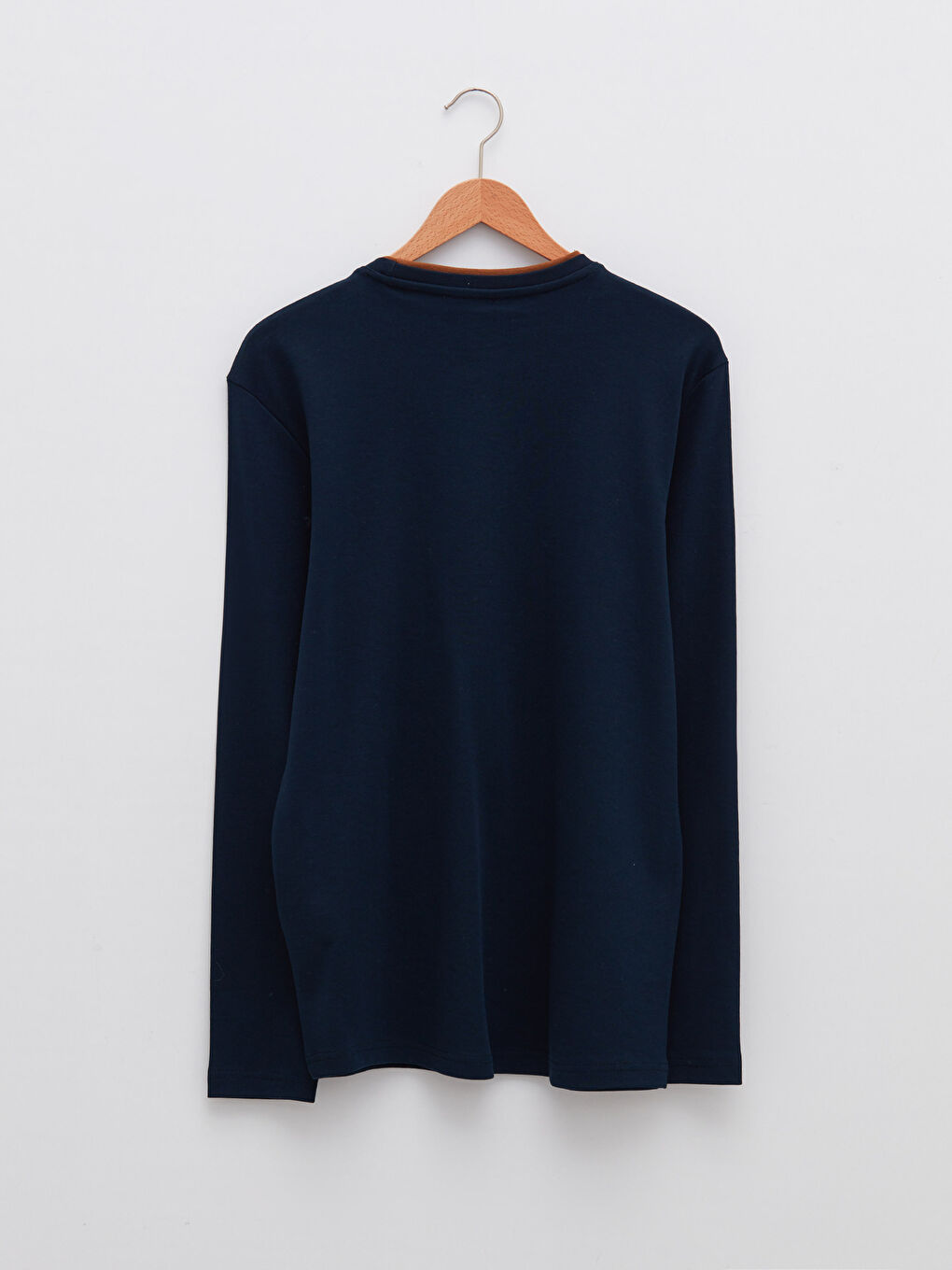 Lacivert Bisiklet Yaka Uzun Kollu Baskılı Erkek Tişört-6