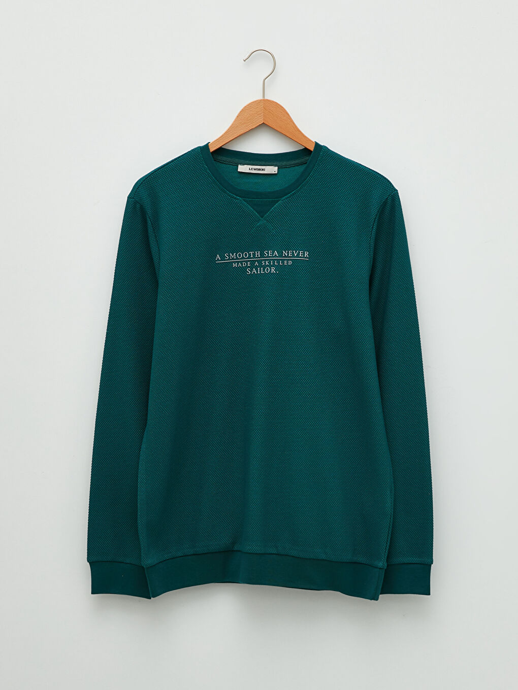 LCWAIKIKI Classic Petrol Bisiklet Yaka Uzun Kollu Baskılı Erkek Sweatshirt - 5