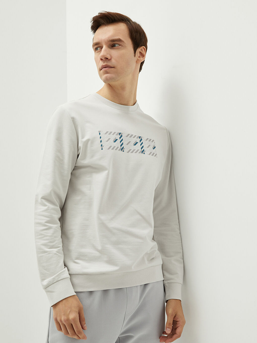 Crew Neck Long Sleeve Printed Men's Sweatshirt-1