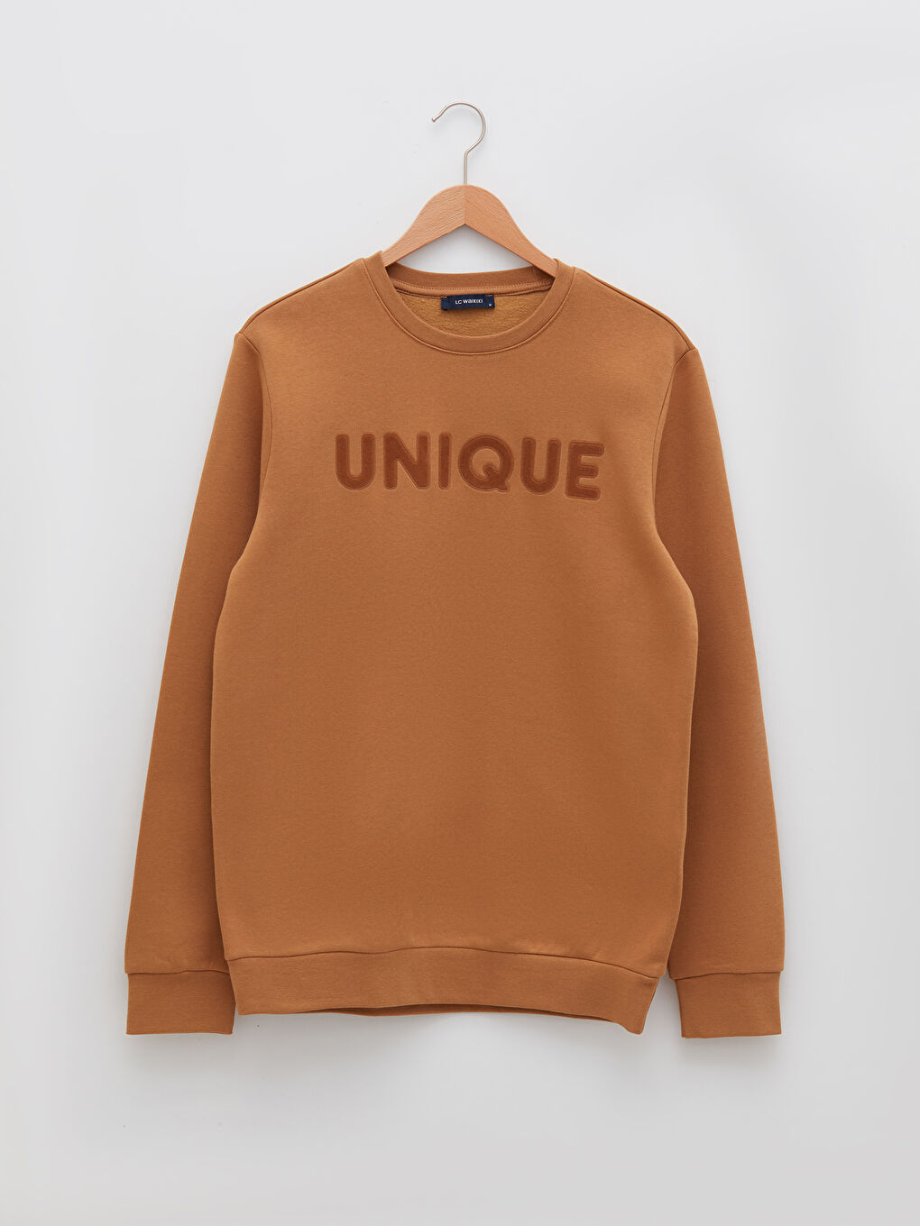 Sarı Bisiklet Yaka Uzun Kollu Baskılı Erkek Sweatshirt-5