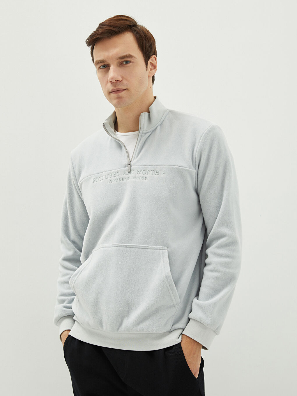 Hanorac pentru Bărbați Imprimat cu Mânecă Lungă și Guler Tip Pâlnie-1