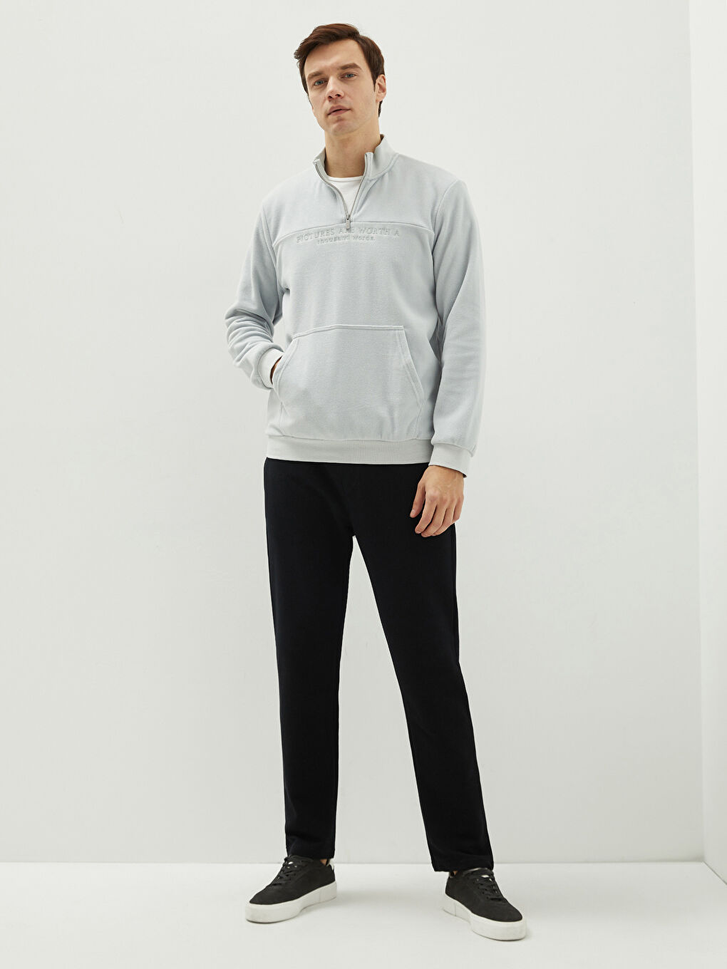 Hanorac pentru Bărbați Imprimat cu Mânecă Lungă și Guler Tip Pâlnie-2