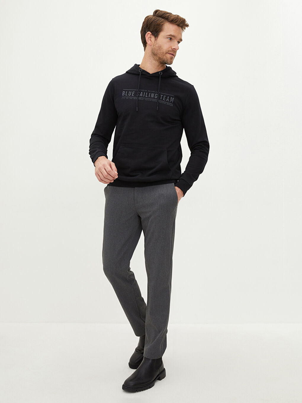 LCWAIKIKI Classic Long Sleeve Printed Men's Hoodie -W16187Z8-CVL