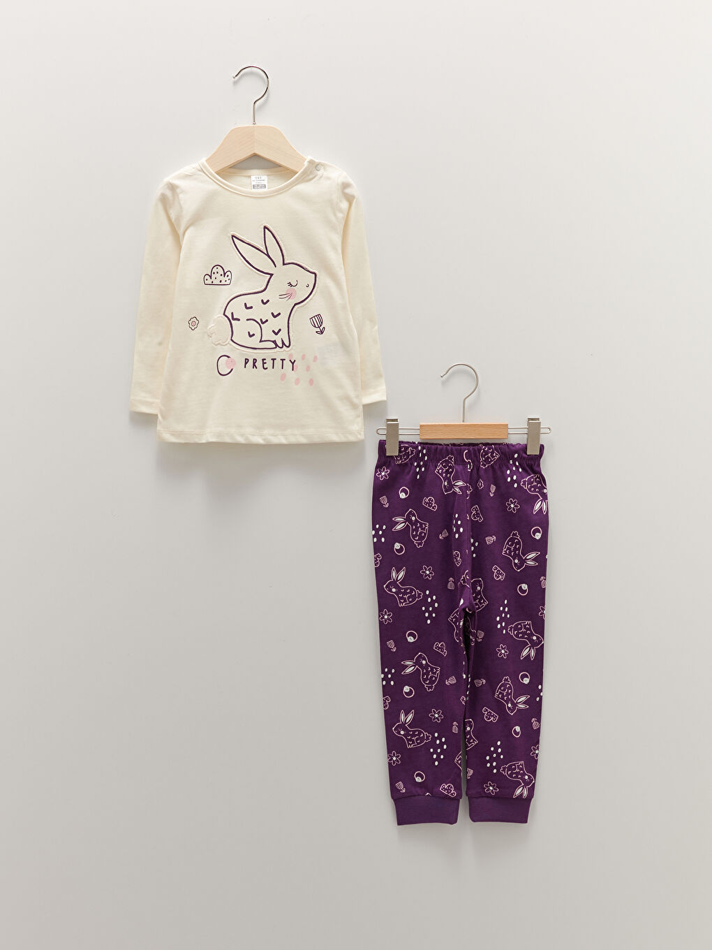 Crew Neck Long Sleeve Printed Baby Girls' Pyjama Set
