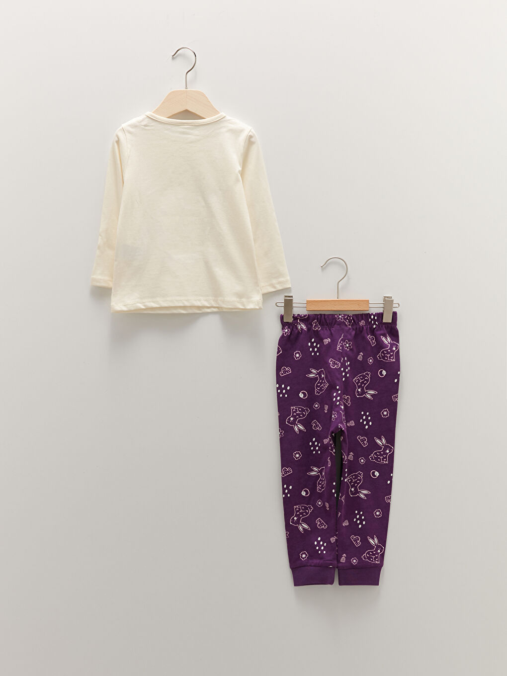 Crew Neck Long Sleeve Printed Baby Girls' Pyjama Set-1