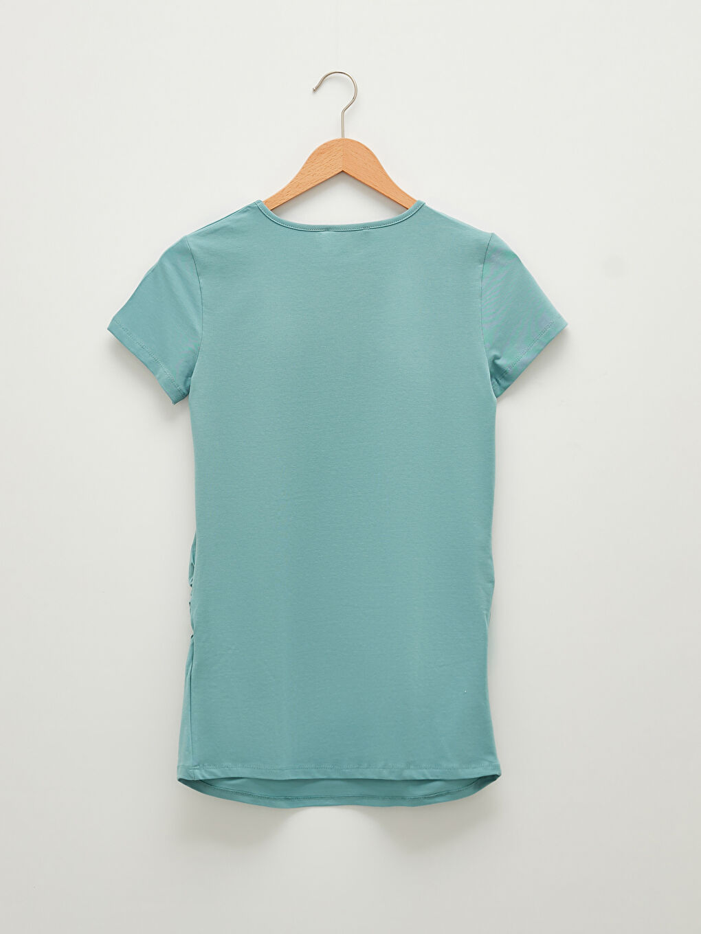 Yeşil Bisiklet Yaka Baskılı Kısa Kollu Hamile Tişört-6