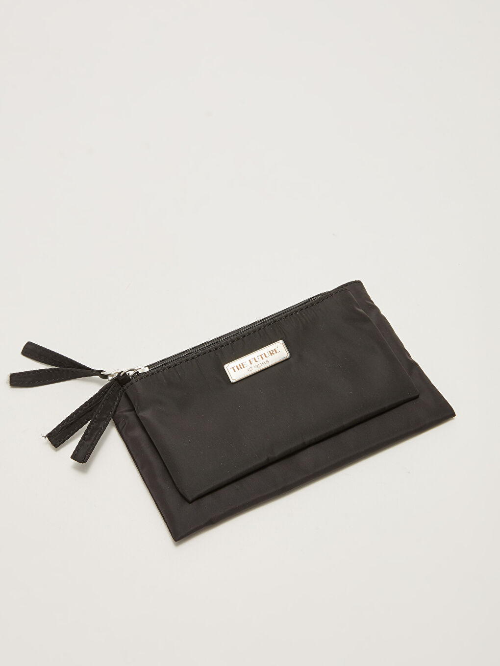 Siyah Slogan Baskılı Kadın Cüzdan-1