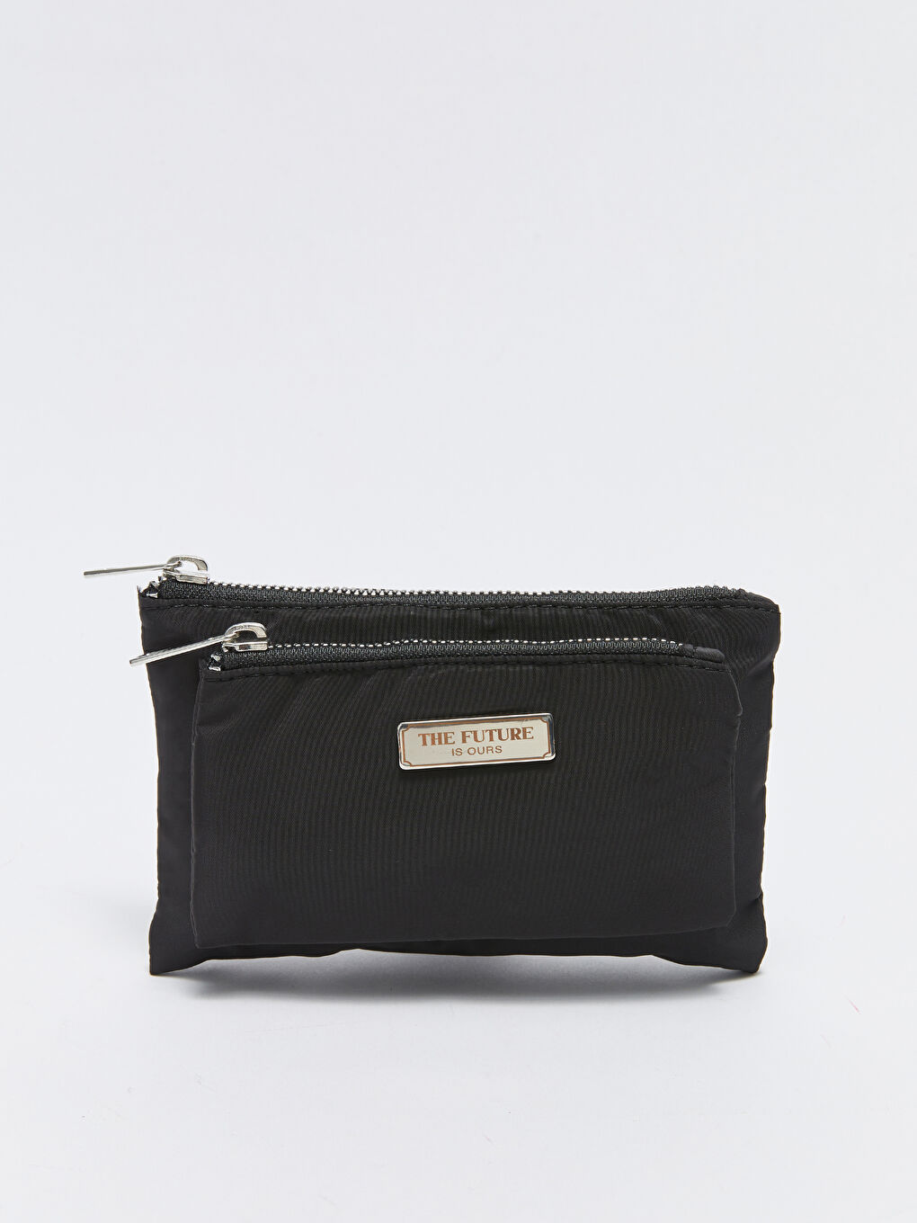 Siyah Slogan Baskılı Kadın Cüzdan