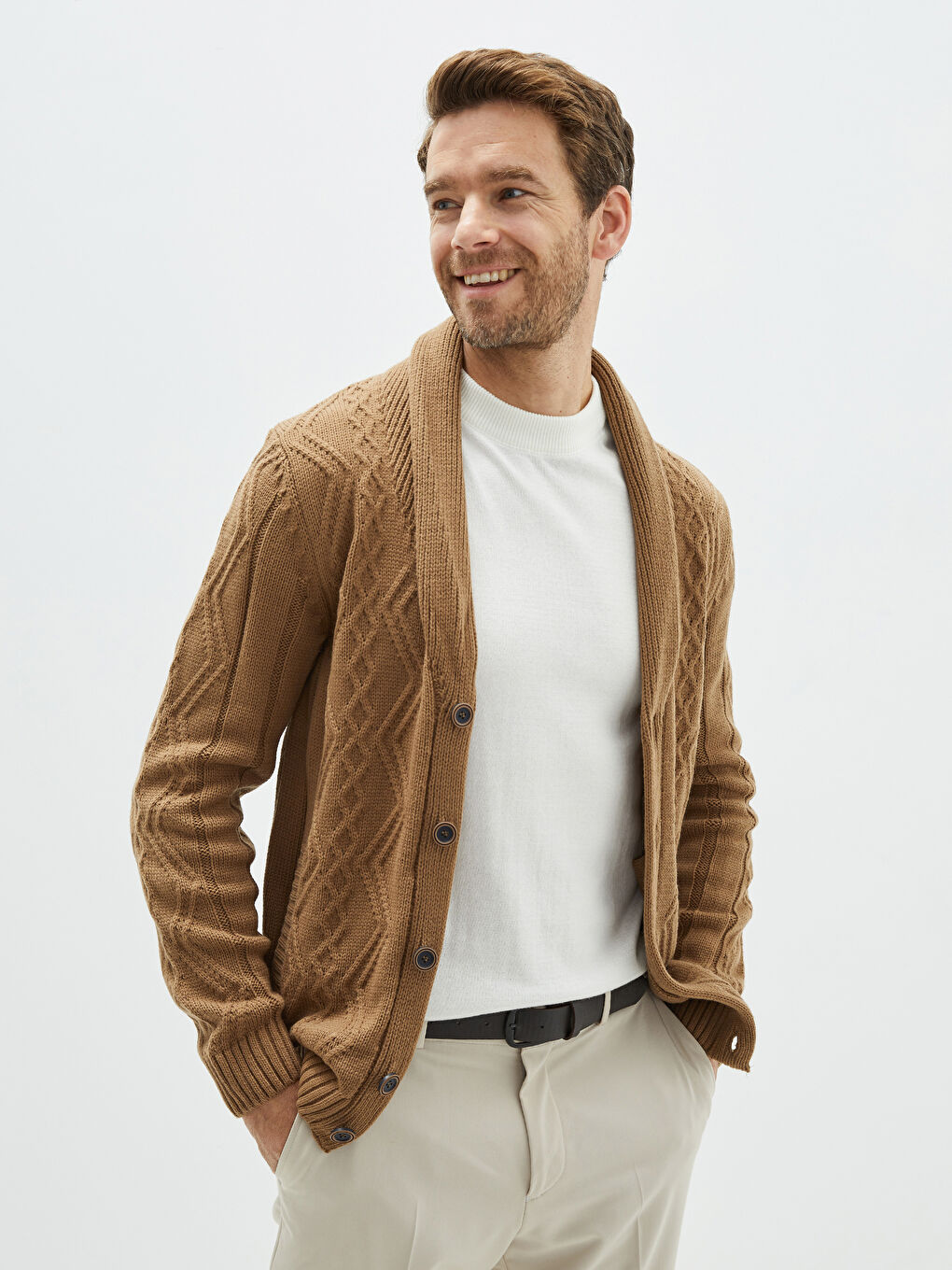 Standard Fit Shawl Collar Men's Knitwear Cardigan-1