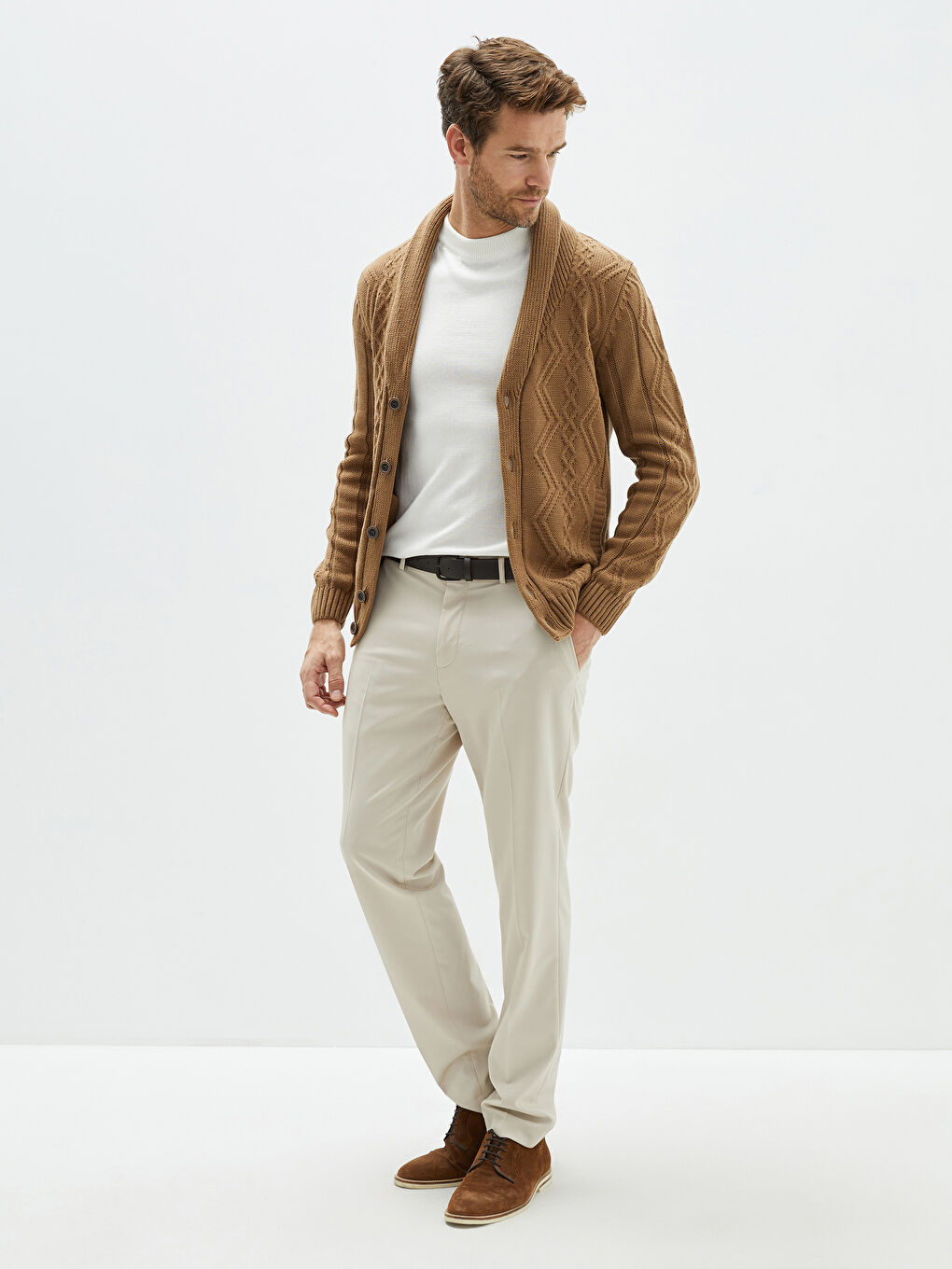 Standard Fit Shawl Collar Men's Knitwear Cardigan-2