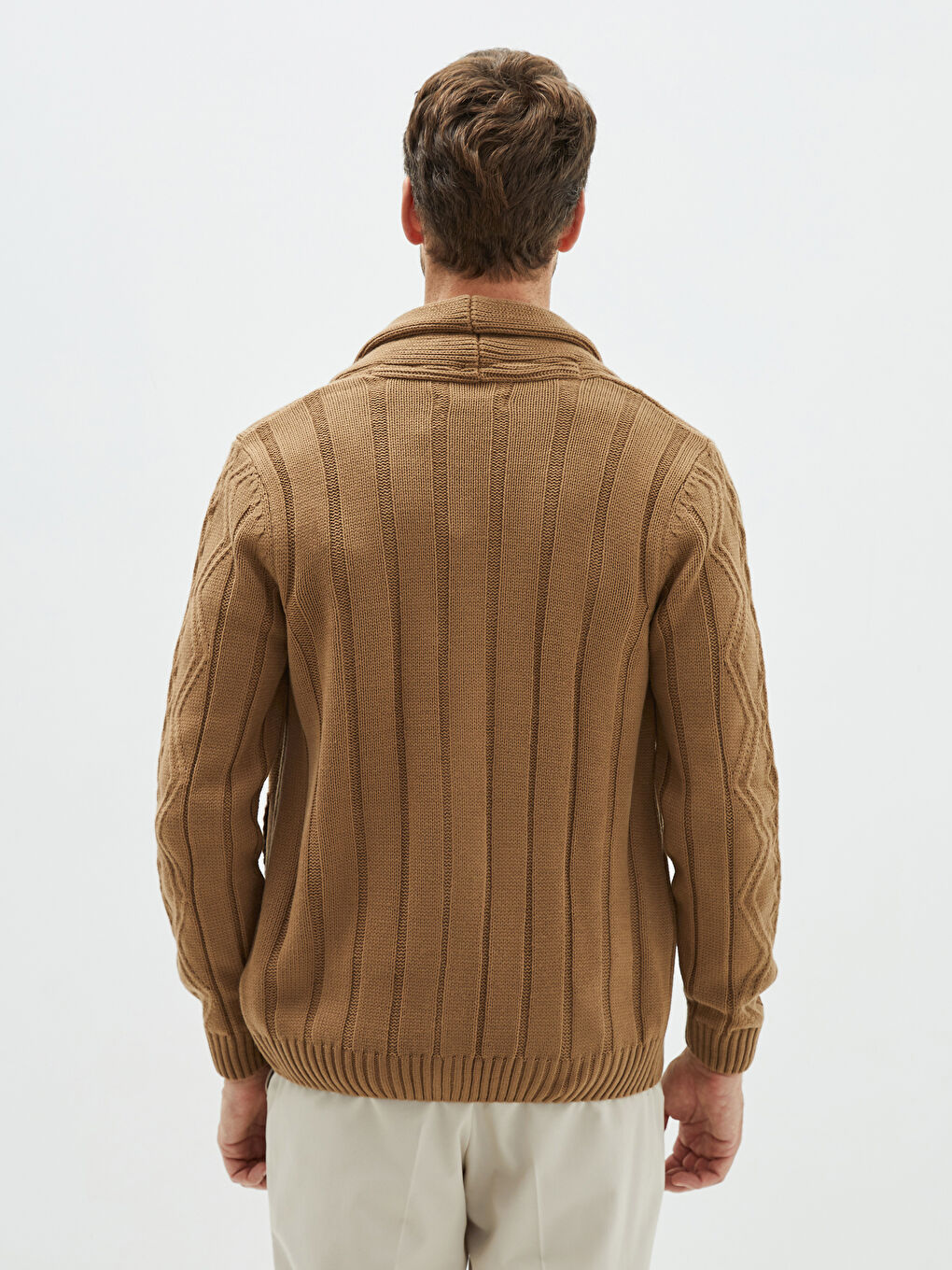 Standard Fit Shawl Collar Men's Knitwear Cardigan-4