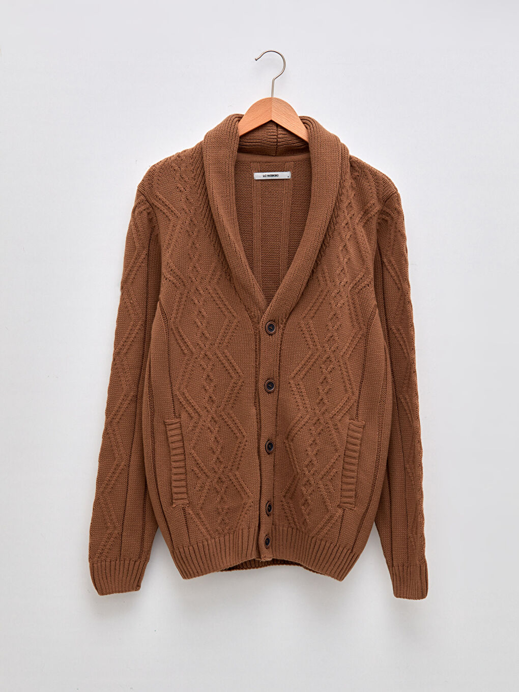 Standard Fit Shawl Collar Men's Knitwear Cardigan-5