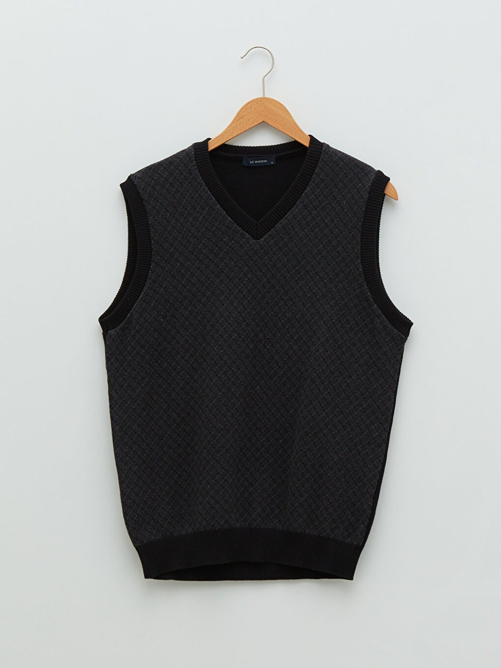 Antrasit V Yaka Kolsuz Desenli Erkek Süveter-5