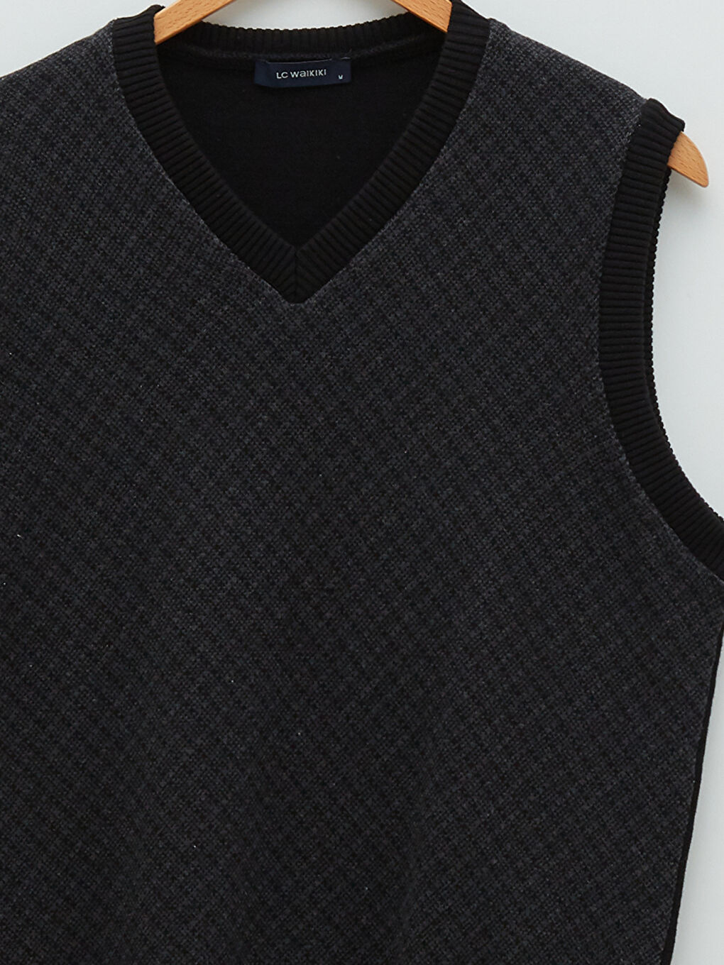 Antrasit V Yaka Kolsuz Desenli Erkek Süveter-7