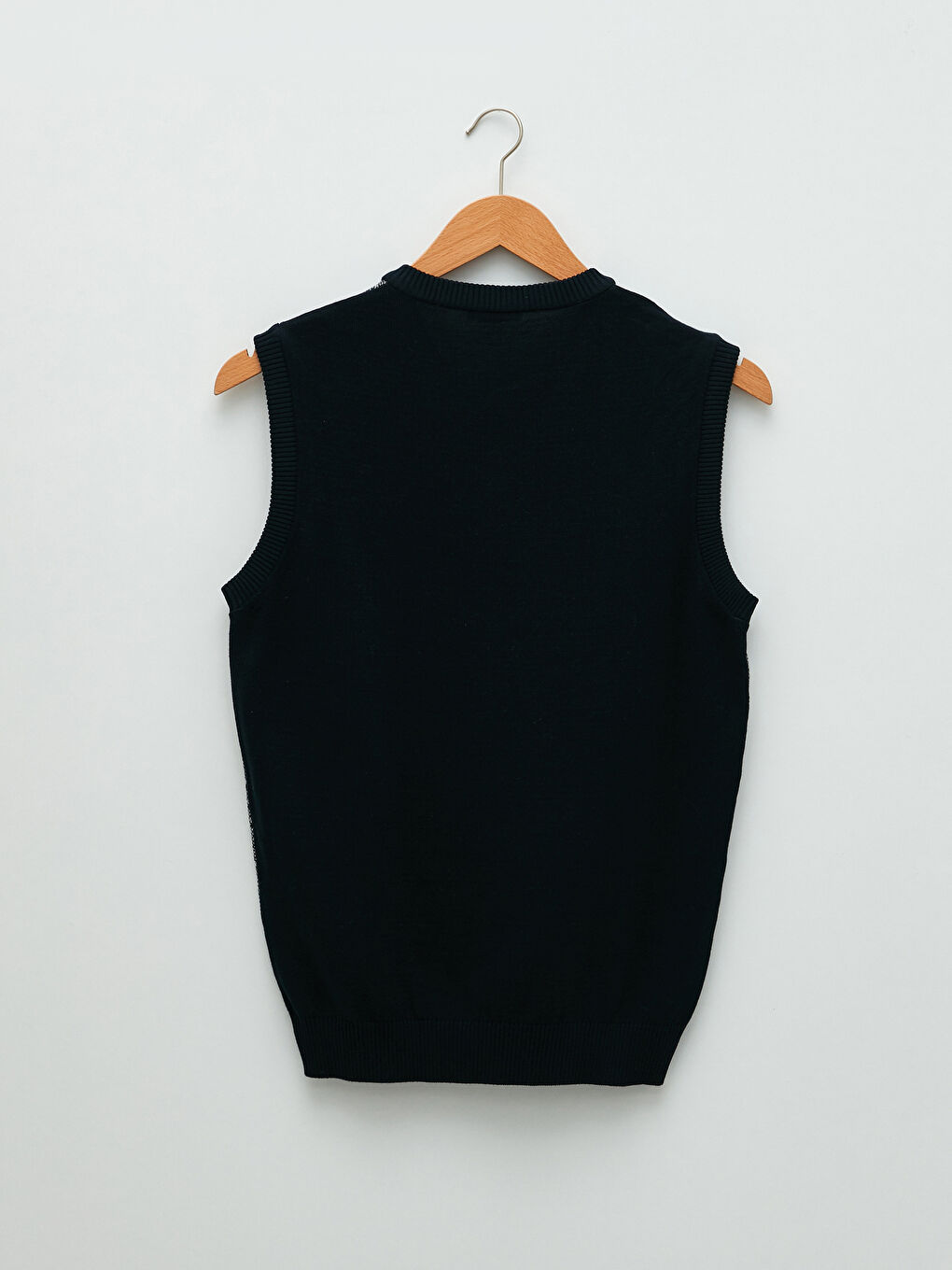 Lacivert V Yaka Kolsuz Desenli Erkek Süveter-6