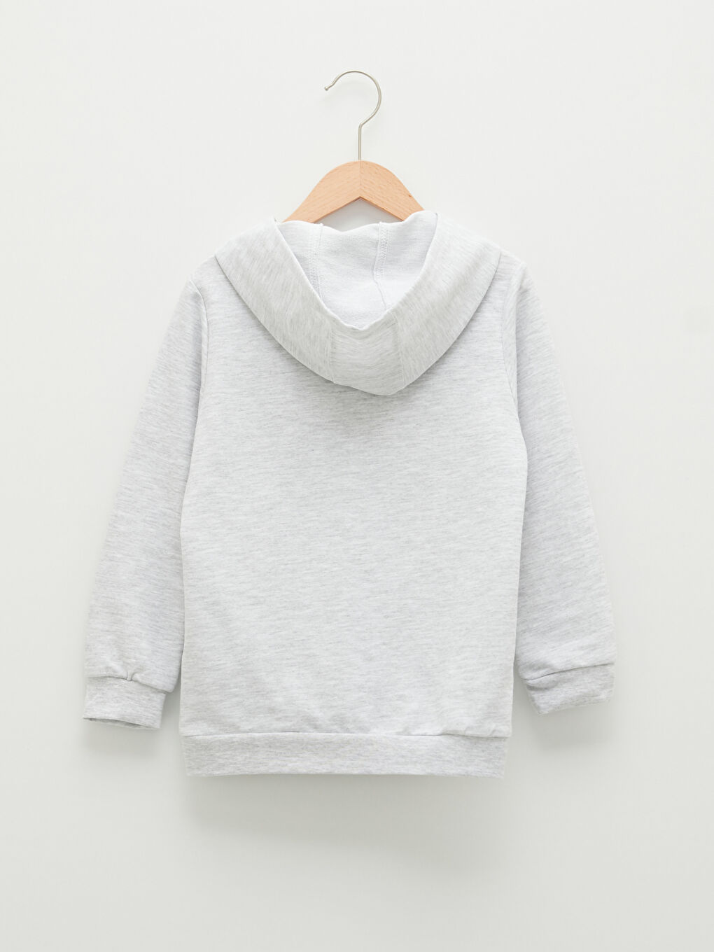 Gri Kapüşonlu Basic Uzun Kollu Erkek Çocuk Sweatshirt-1