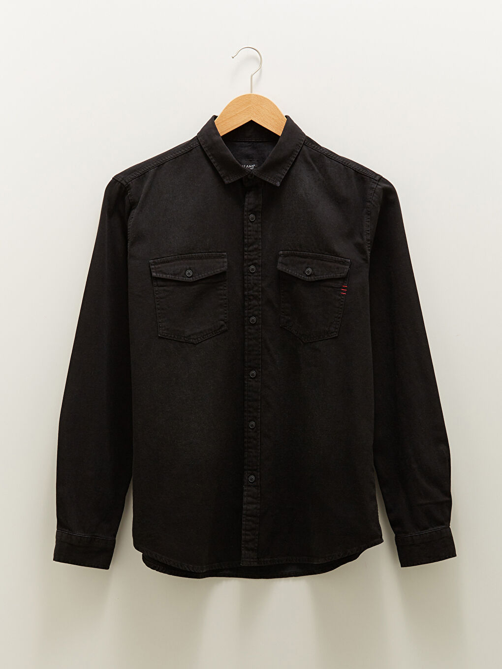 Siyah Slim Fit Uzun Kollu Erkek Jean Gömlek-6