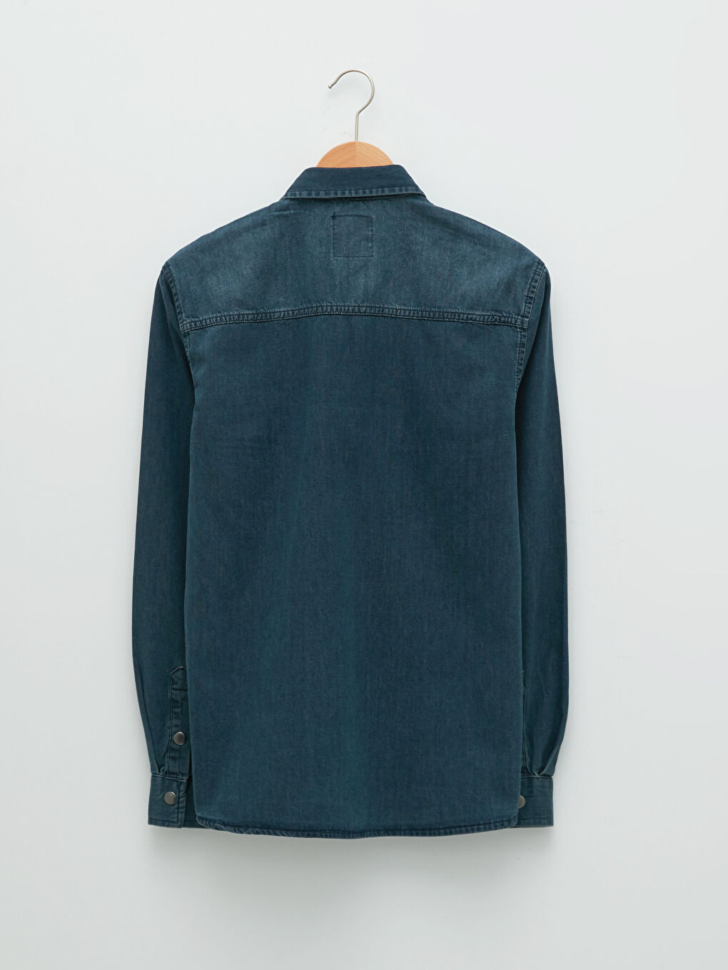 İndigo Slim Fit Uzun Kollu Erkek Jean Gömlek-6