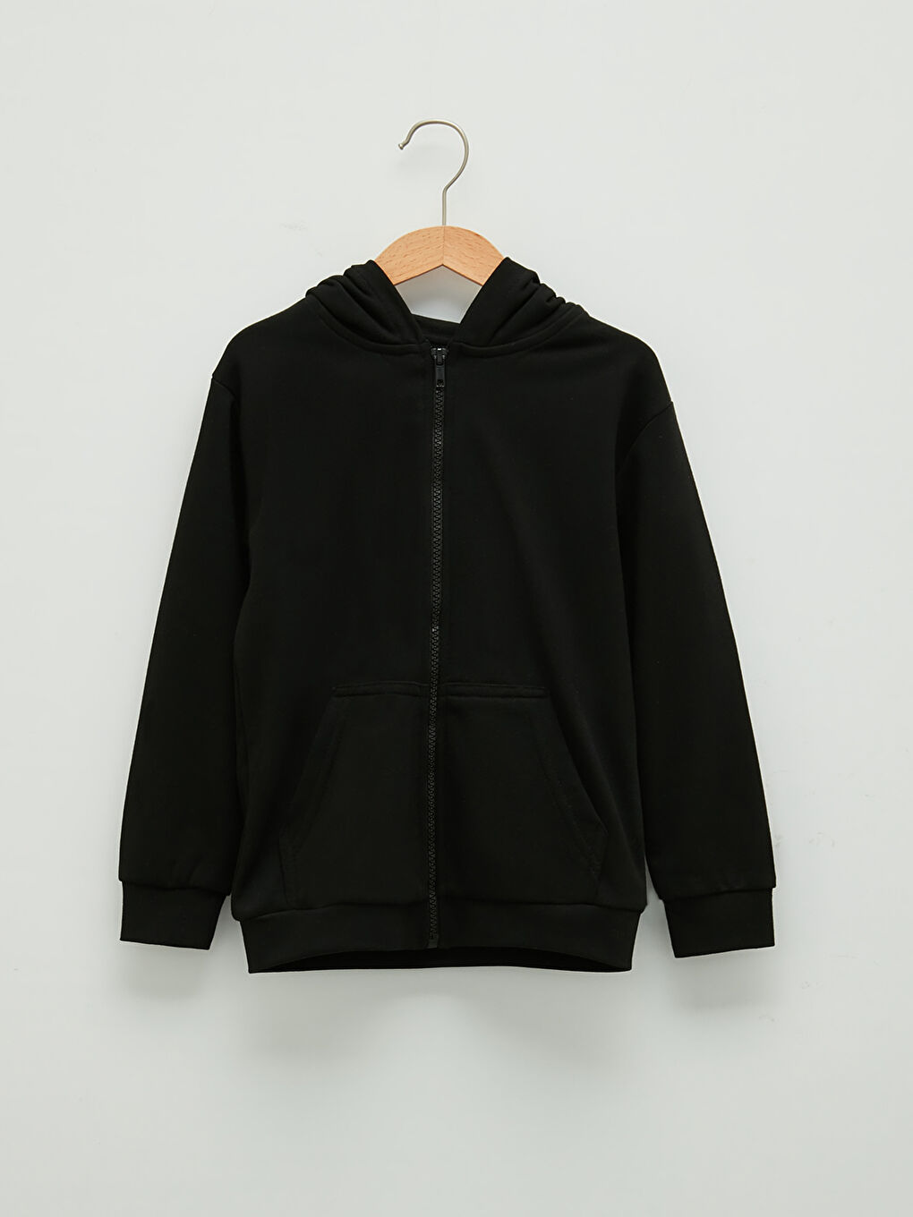Hooded Basic Long Sleeve Boys' Zippered Sweatshirt