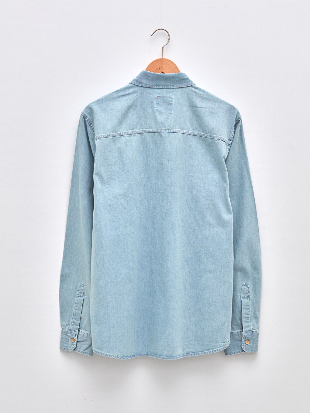 İndigo Slim Fit Uzun Kollu Erkek Jean Gömlek-6