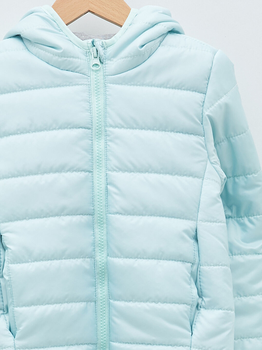 Geacă Matlasată Simplă Cu Glugă și Mânecă Lungă pentru Fete-2