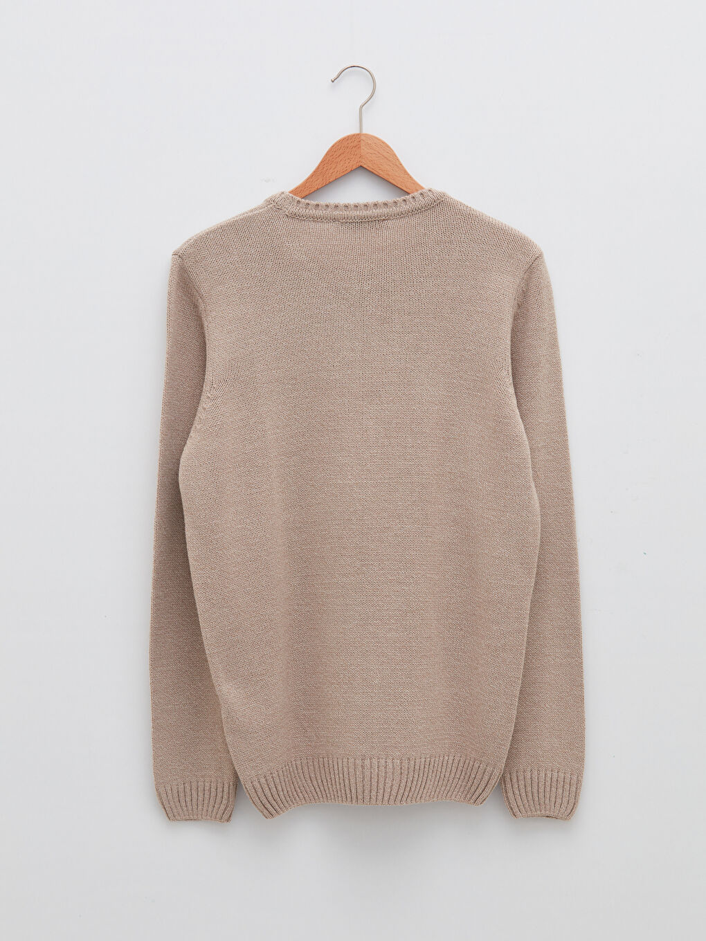 Bej Bisiklet Yaka Erkek Triko Kazak-6