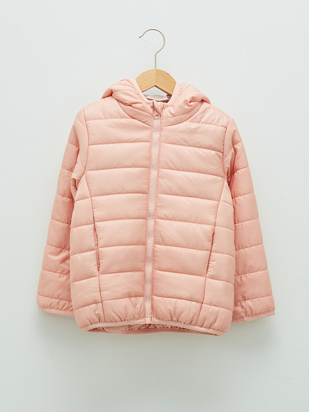 Pembe Kapüşonlu Kız Çocuk Şişme Mont