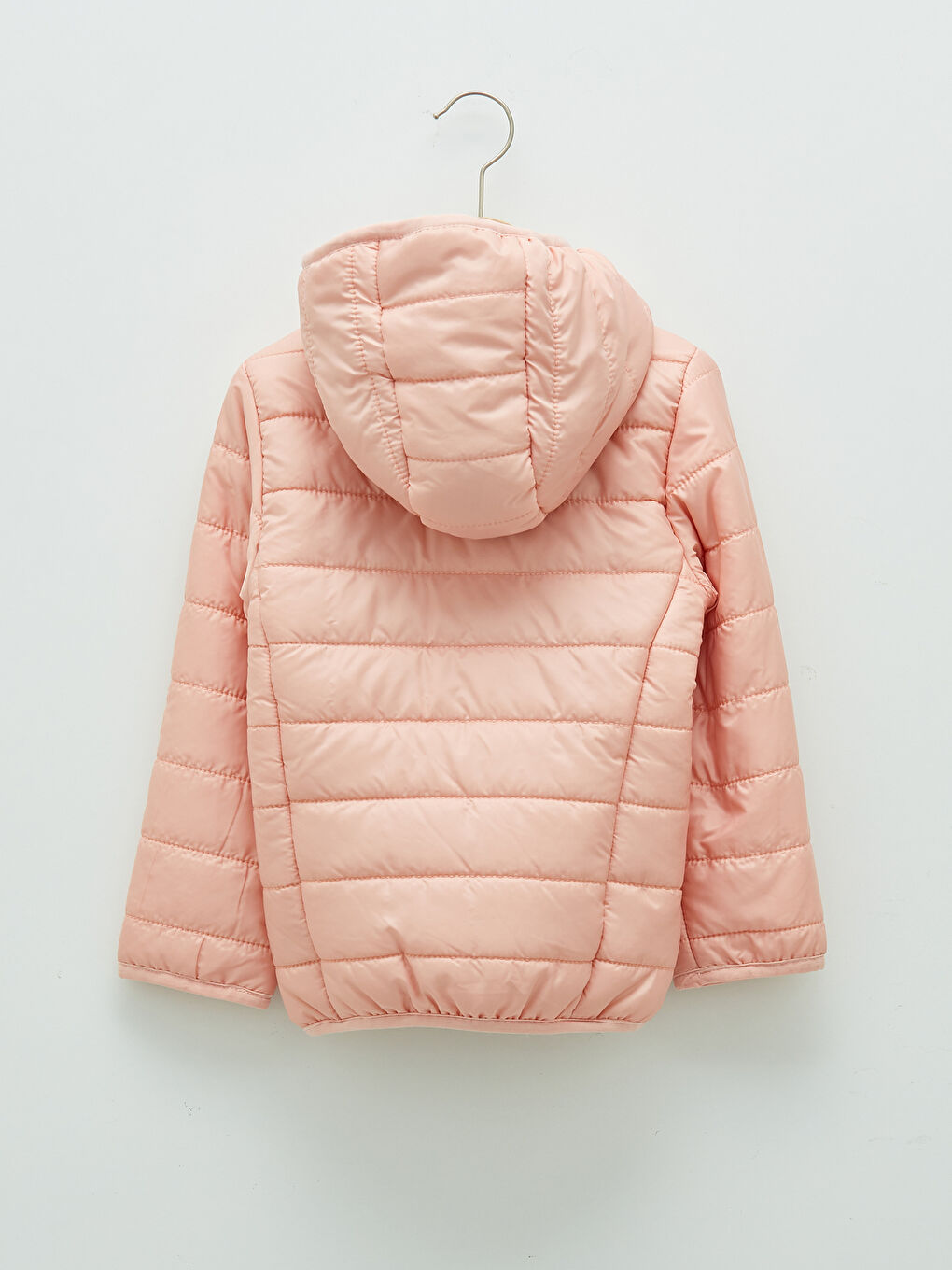 Pembe Kapüşonlu Kız Çocuk Şişme Mont-1