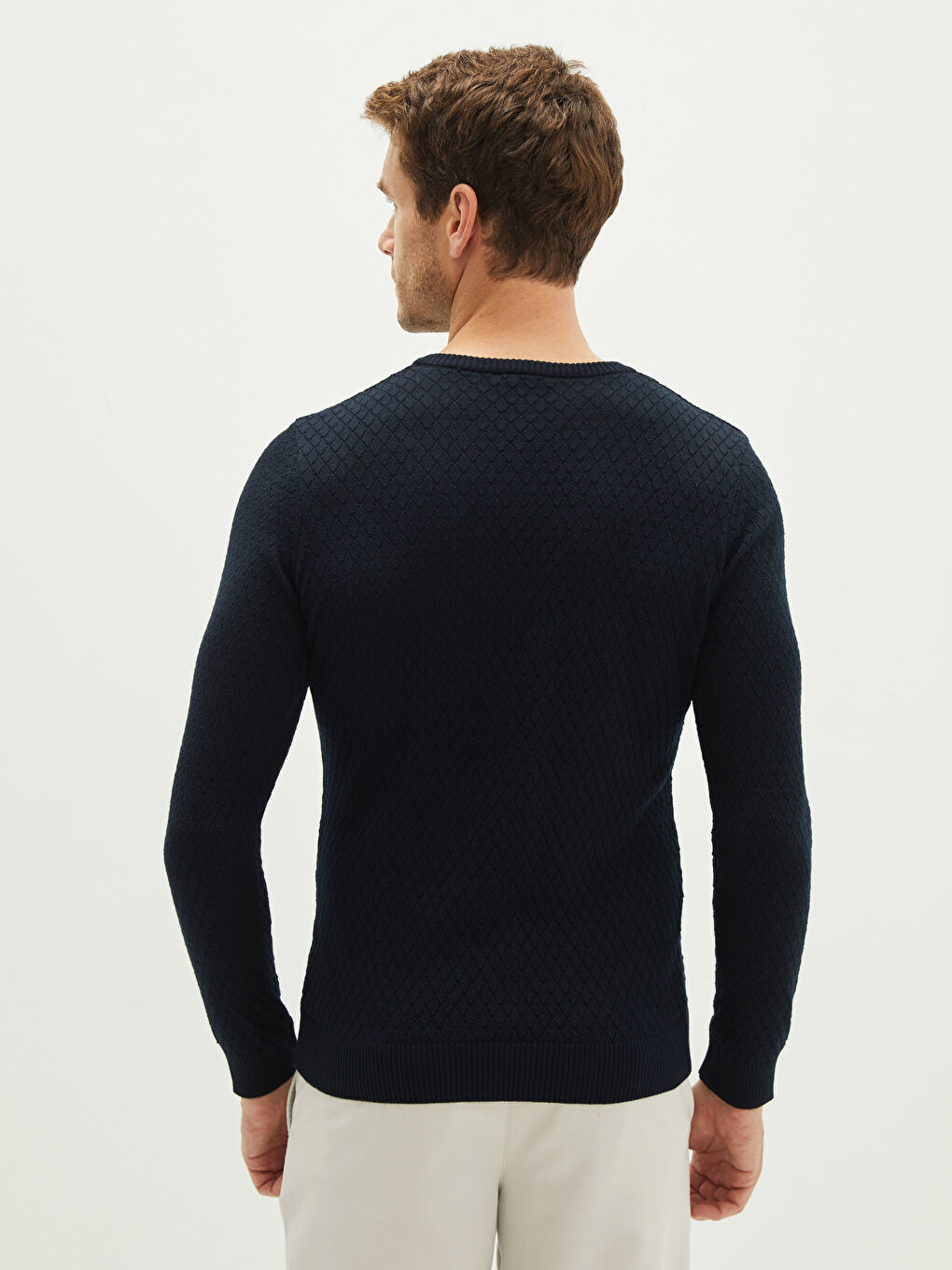 V Neck Long Sleeve Men's Knitwear Sweater-4