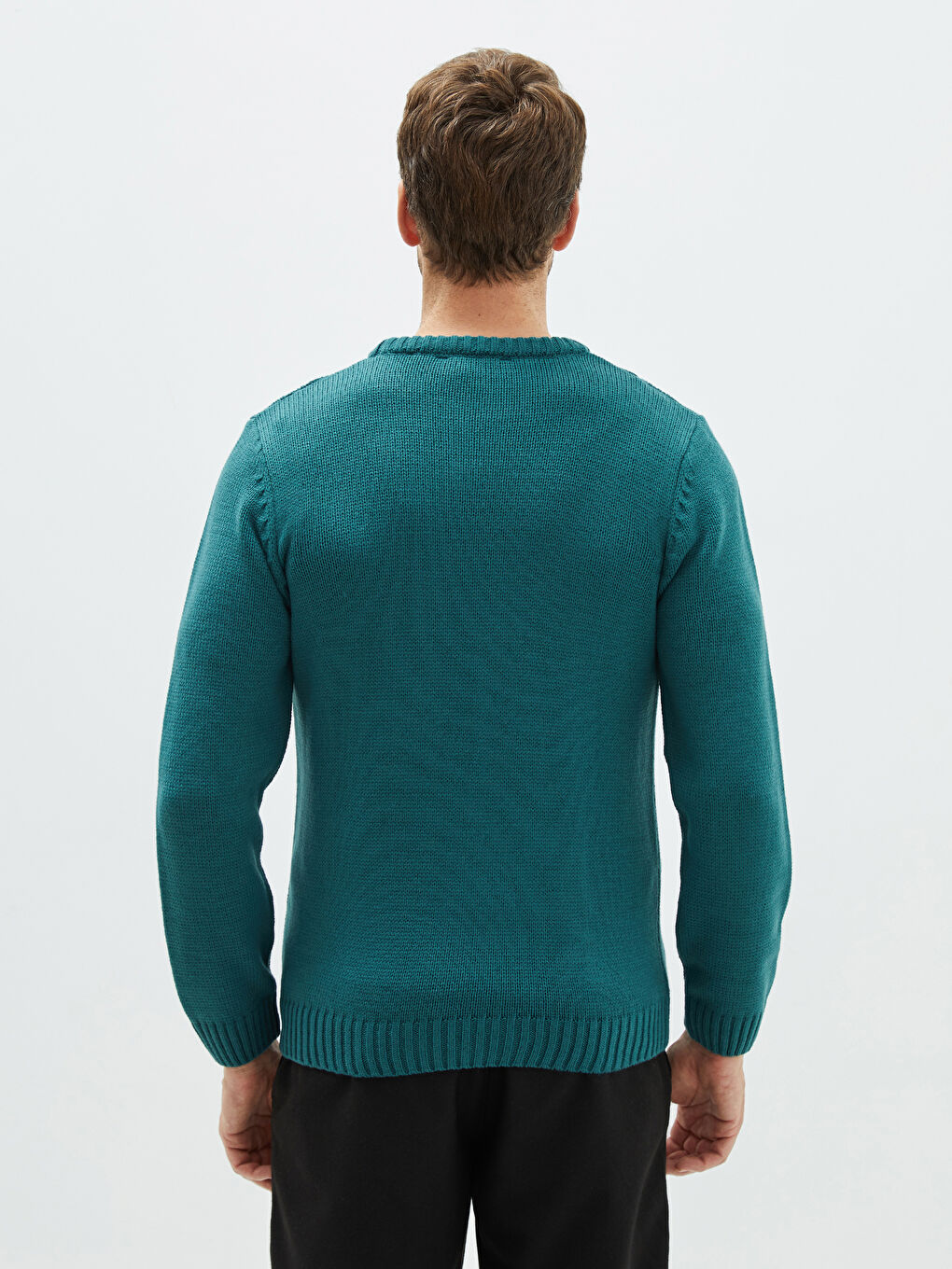 Crew Neck Long Sleeve Men's Tricot Sweater-4