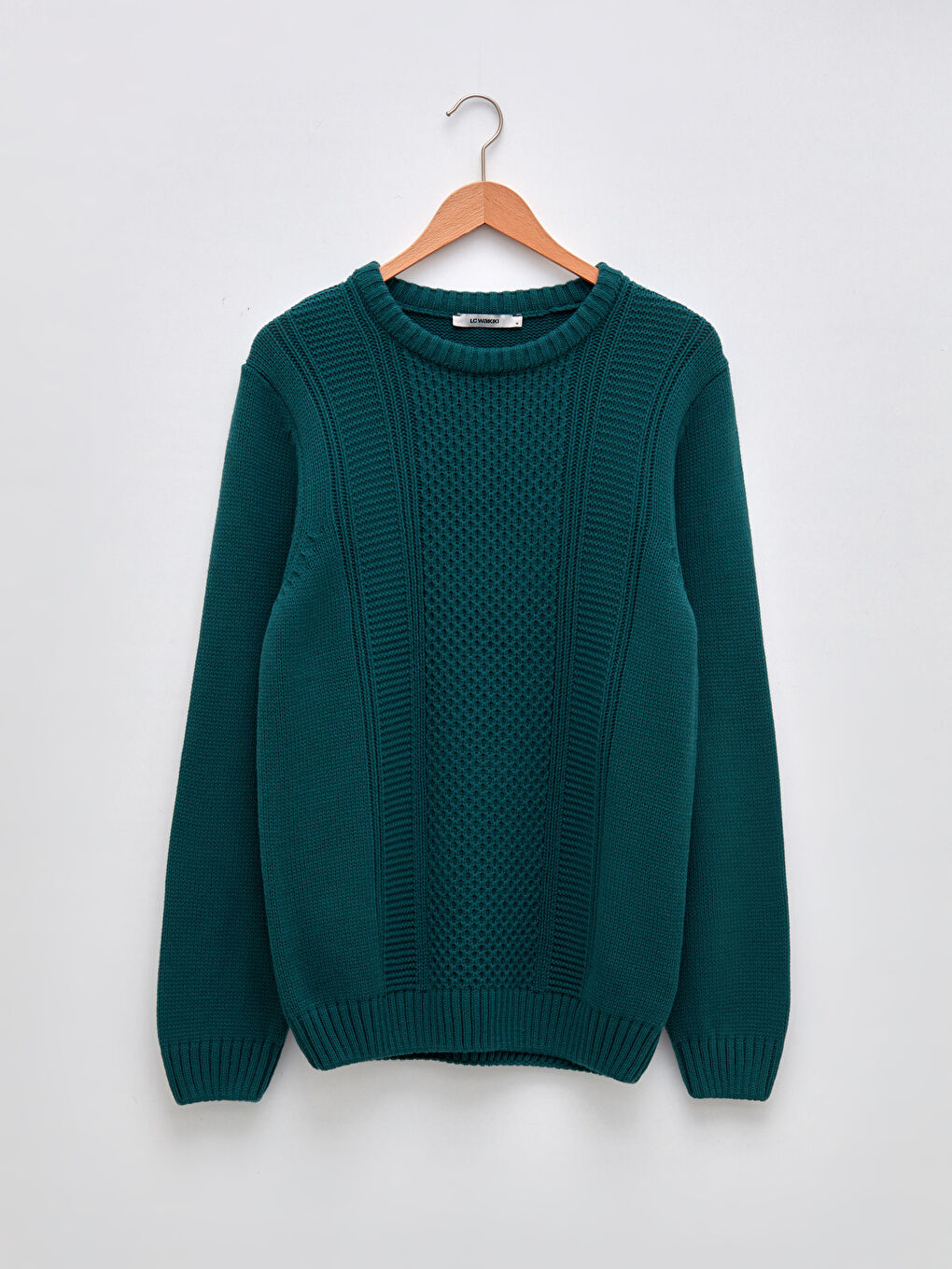 Crew Neck Long Sleeve Men's Tricot Sweater-5