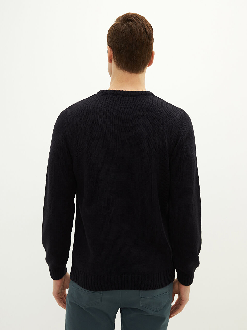 Crew Neck Long Sleeve Men's Tricot Sweater-4