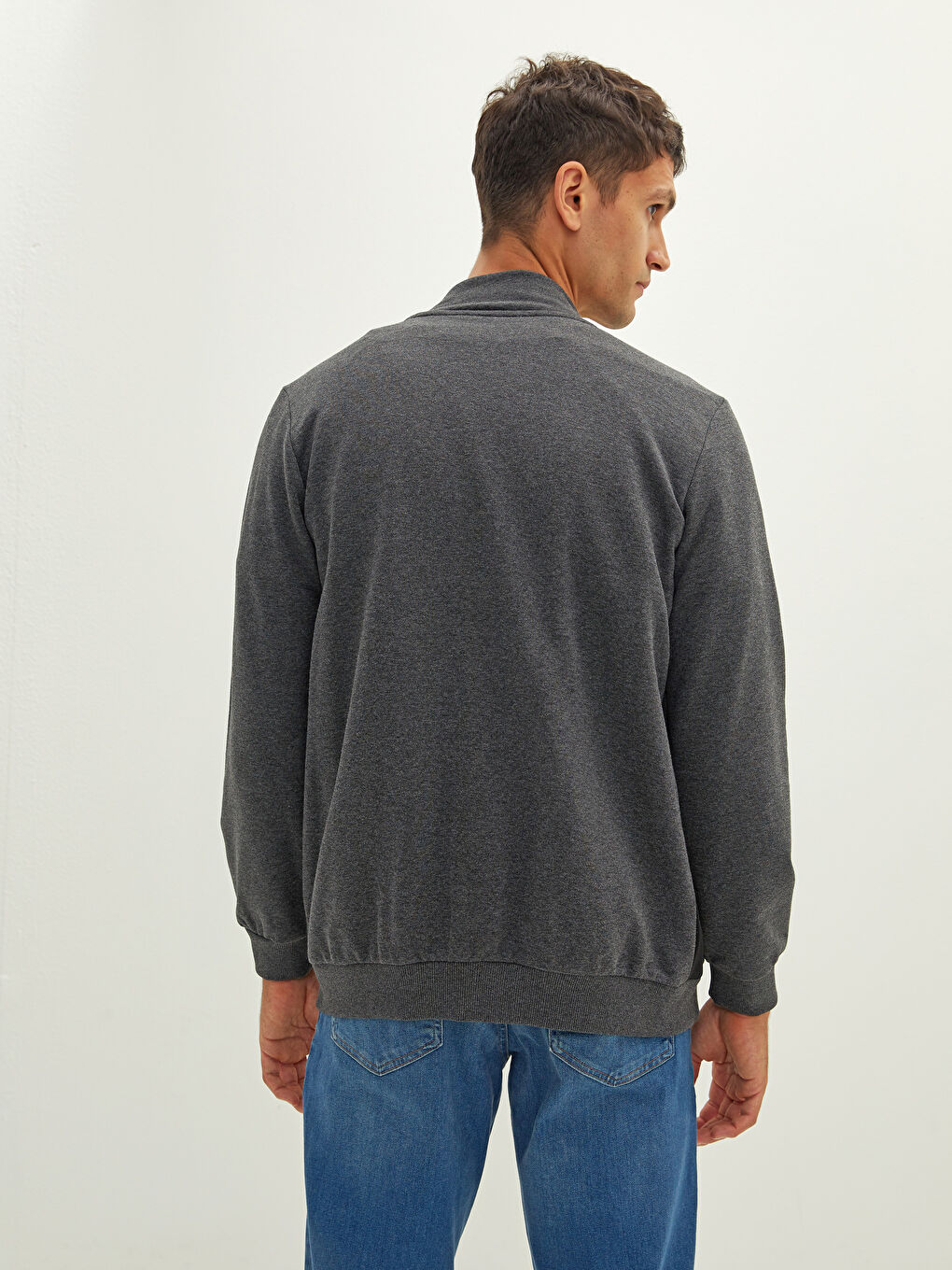 XSIDE Standard Fit Stand Up Collar Long Sleeve Men's Sports Cardigan -W16363Z8-L8N