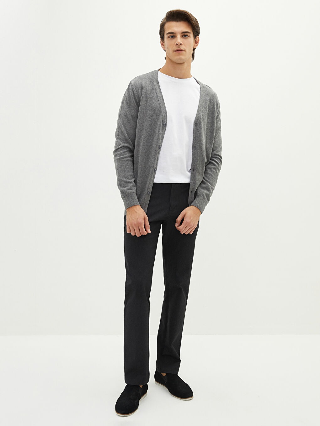 LCWAIKIKI Basic V Neck Long Sleeve Thin Men's Tricot Cardigan -W16379Z8-EEZ