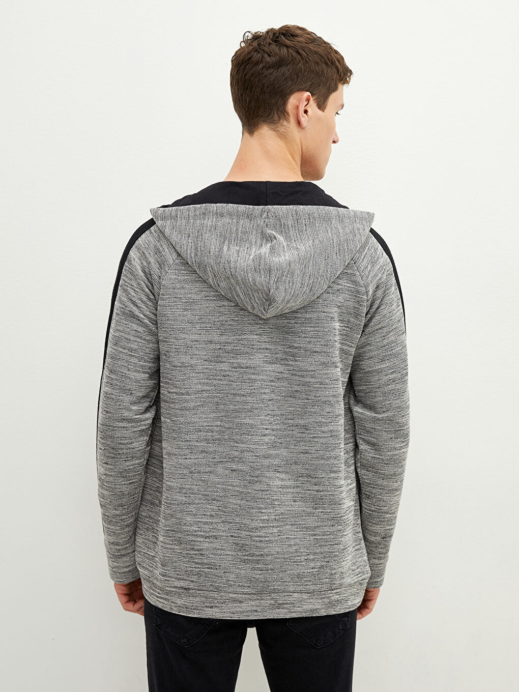 Мужская толстовка на молнии с капюшоном и длинным рукавом-3