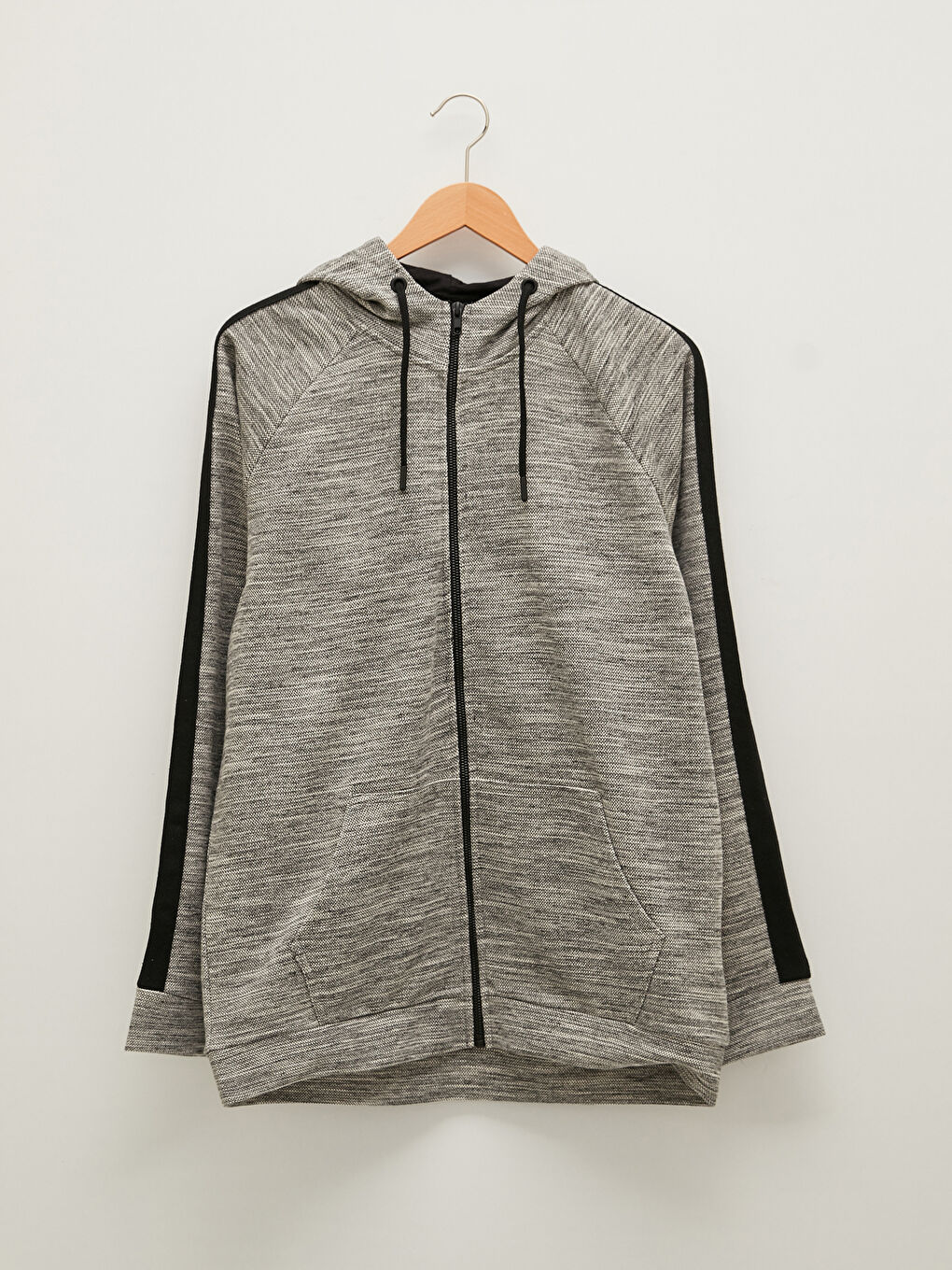 Мужская толстовка на молнии с капюшоном и длинным рукавом-4