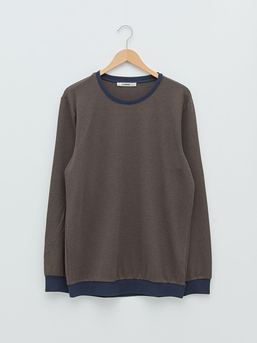 Lacivert Bisiklet Yaka Uzun Kollu Basic Erkek Sweatshirt-5