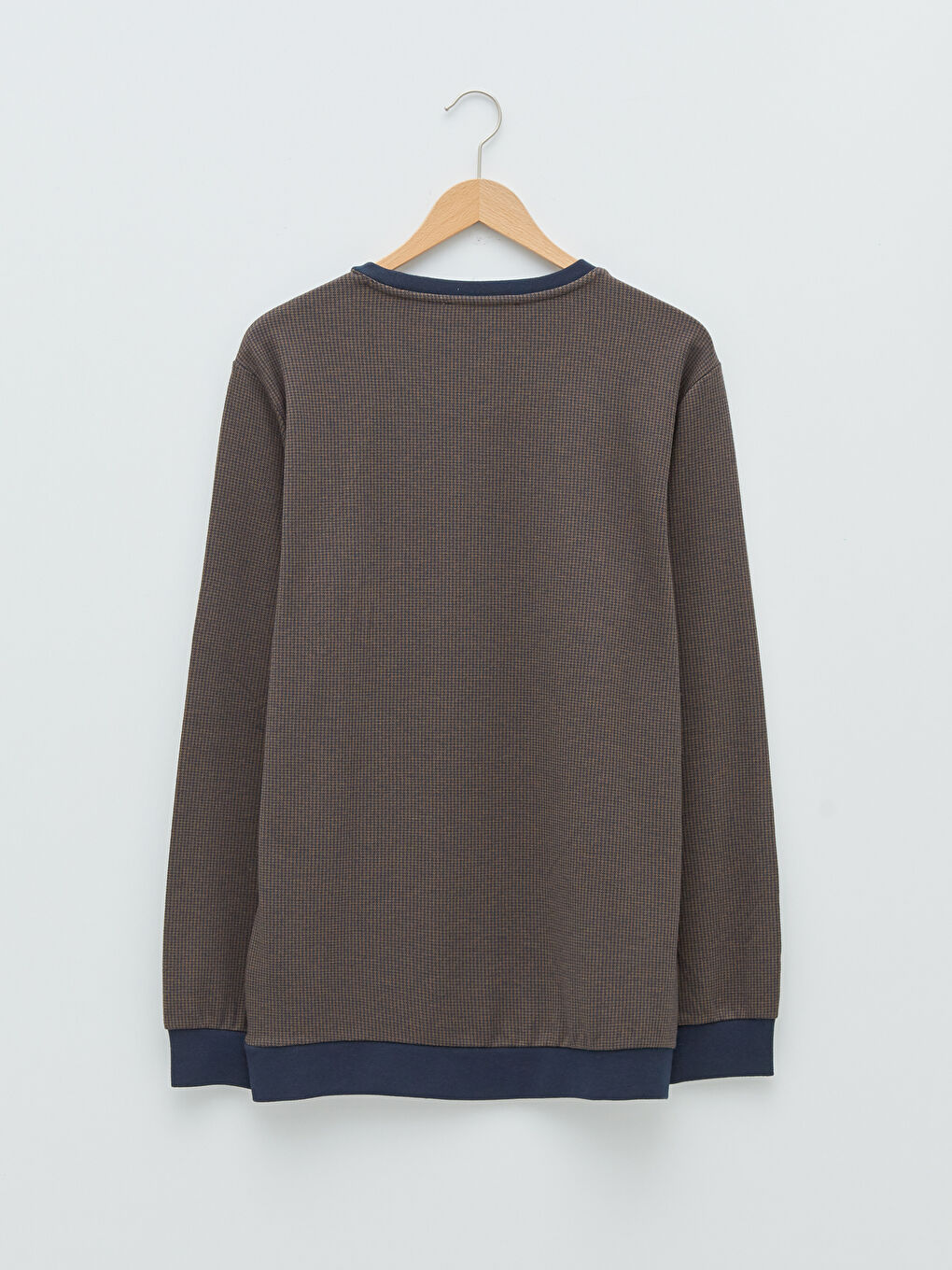 Lacivert Bisiklet Yaka Uzun Kollu Basic Erkek Sweatshirt-6