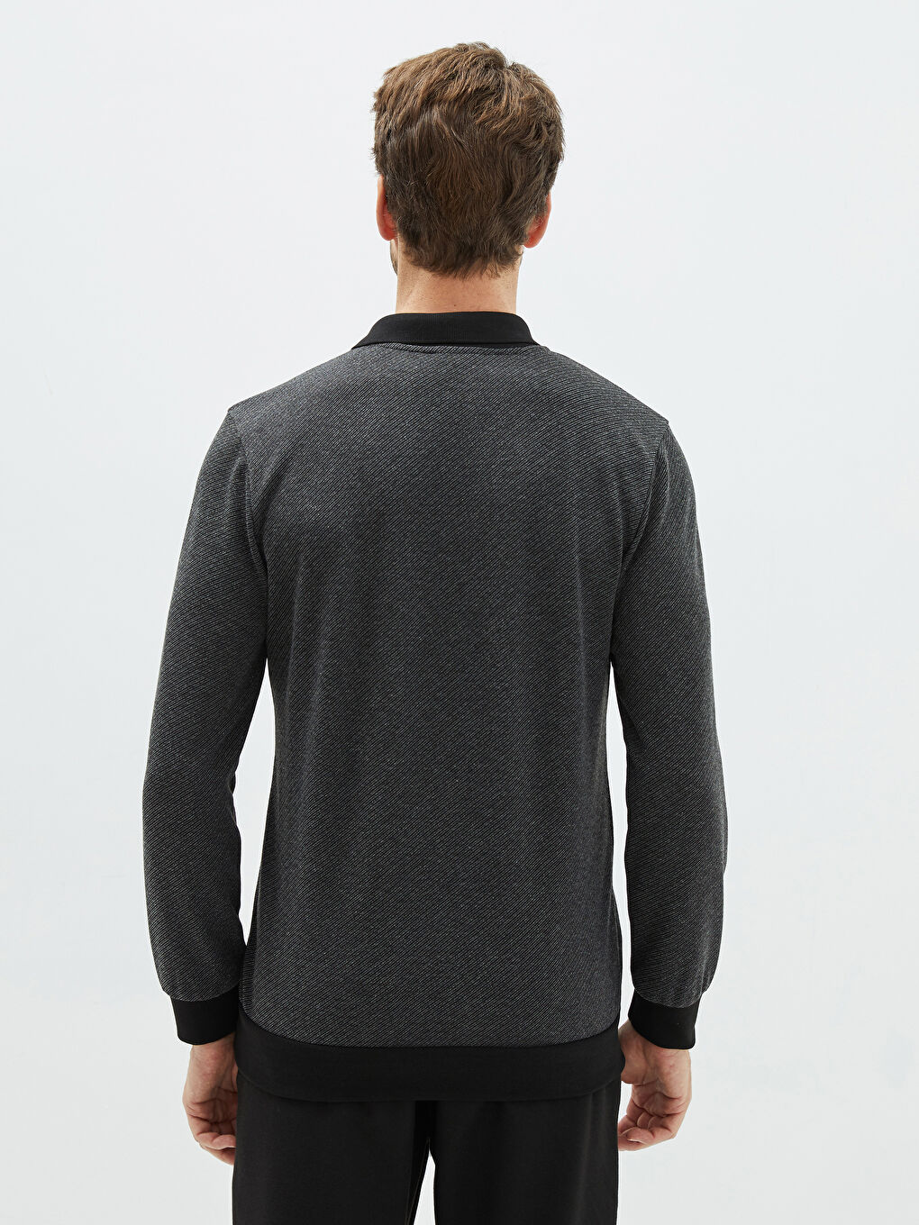 Polo Neck Long Sleeve Men's Sweatshirt-4