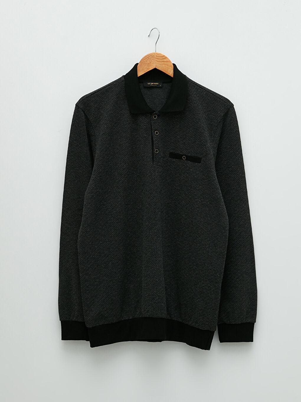 Polo Neck Long Sleeve Men's Sweatshirt-5